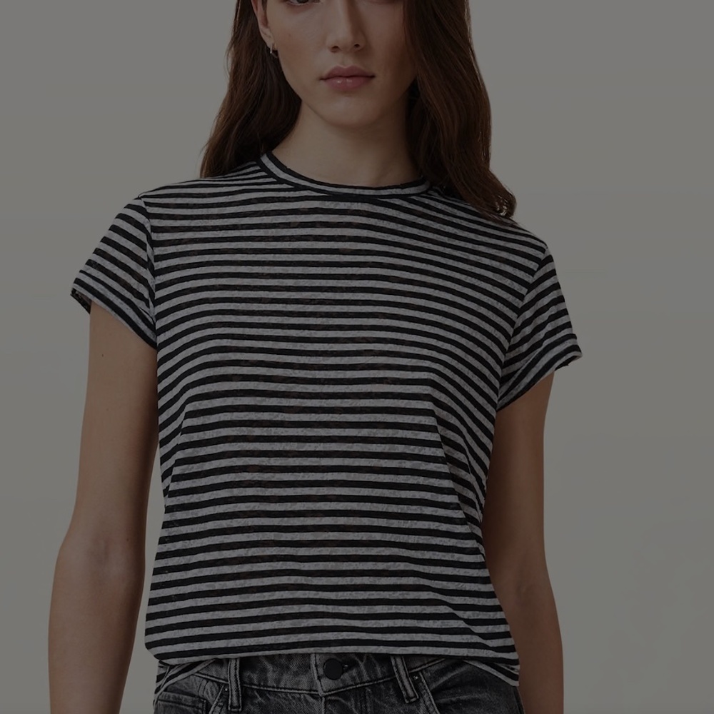 All Saints black & White Striped T-shirt